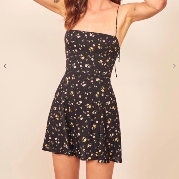 Reformation Sarah Dress, Black Floral, Nwt